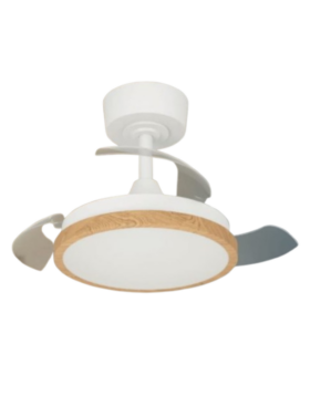 Lámpara Ventilador de techo 20,4 Watt dimable 40/77cm mando a distancia blanco haya