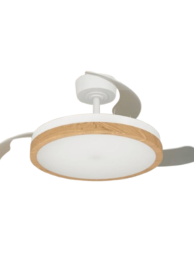Lámpara Ventilador de techo 26 Watt dimable 50/98cm mando a distancia blanco haya