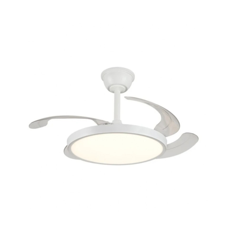 Ventilador techo EXTRAPLANO 40/92 centímetros de diámetro motor DC led 32 watt 4 aspas 6 velocidades con mando a distancia y APP blanco