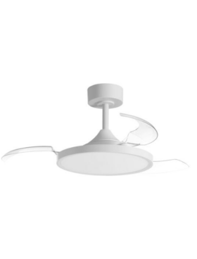 Lámpara ventilador de techo LED 30 watts 3 aspas desplegables 41/91cm diámetro, 6 velocidades mando a distancia y memoria blanco