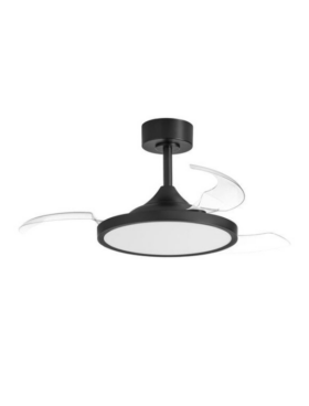 Lámpara ventilador de techo LED 30 watts 3 aspas desplegables 41/91cm diámetro, 6 velocidades mando a distancia y memoria negro