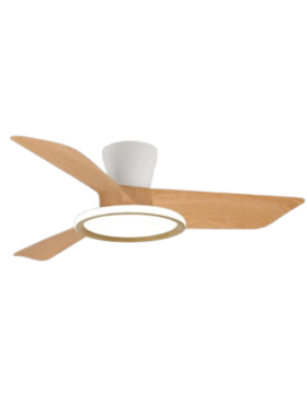 Ventilador Techo 80 Centímetros de Diámetro Motor DC 28 Watt 3 Aspas 6 Velocidades con Mando a Distancia y Temporizador blanco haya