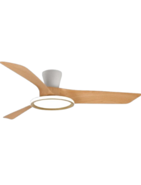Ventilador Techo 132 Centímetros de Diámetro Motor DC 40 Watt 3 Aspas 6 Velocidades con Mando a Distancia, Memoria y Temporizador blanco haya