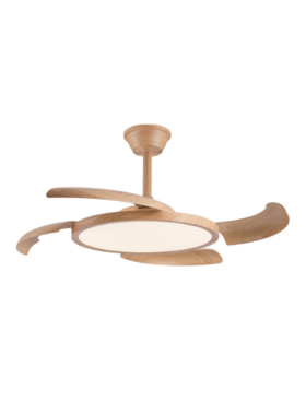 Ventilador led aspas desplegables DC luz LED CCT 40 watts madera