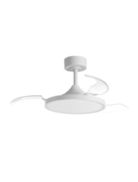 Lámpara ventilador de techo LED 30 watts 3 aspas desplegables 41/91cm diámetro, 6 velocidades mando a distancia y memoria blanco