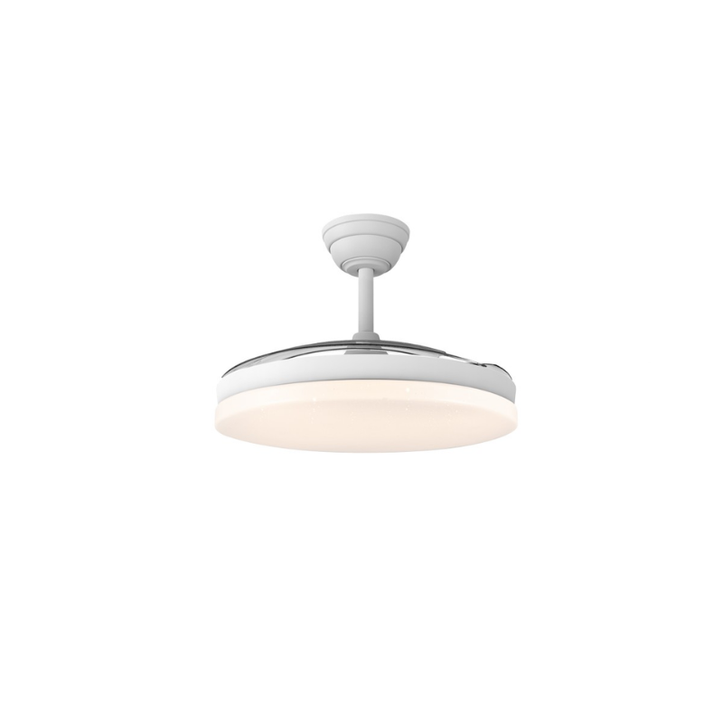 Lámpara ventilador de techo led 48 watt 3 aspas desplegables 48/106 cm diámetro 5280 Lumen 6 velocidades 3000-4000-6000K Mando a distancia, memoria y temporizador blanco brilli - Imagen 3