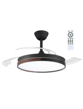 Ventilador Techo 48/106 cm diámetro Motor DC 45 Watt 7 velocidades negro madera oscura