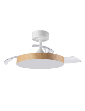 Ventilador led aspas desplegables 24 watts 2400 lúmenes CCT blanco madera
