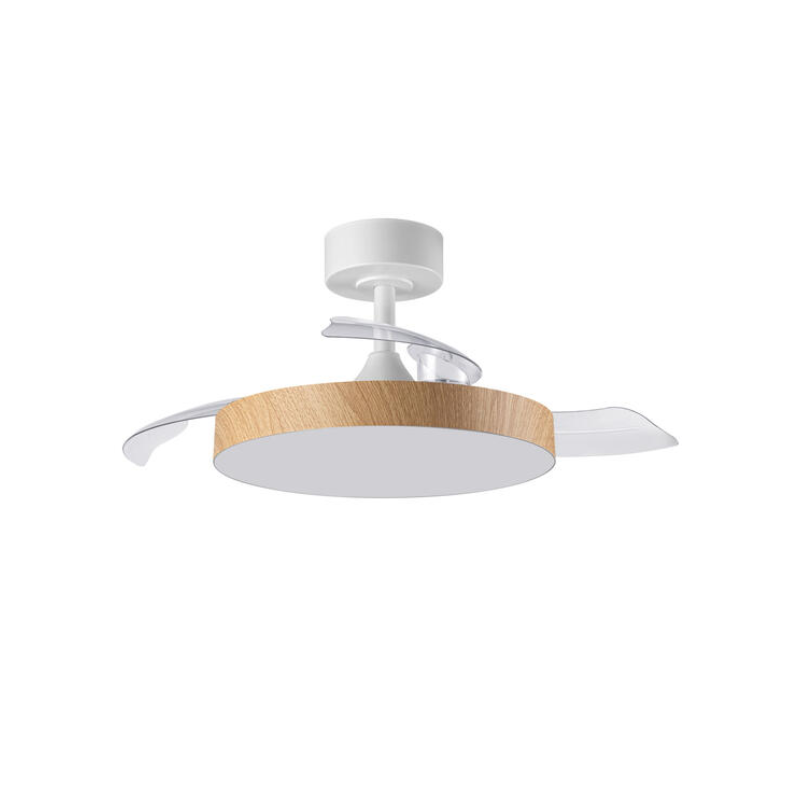 Ventilador led aspas desplegables 24 watts 2400 lúmenes CCT blanco madera
