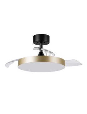 Ventilador led aspas desplegables 24 watts 2400 lúmenes CCT negro y dorado