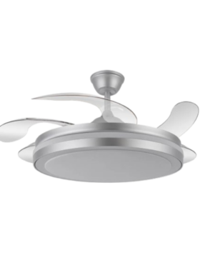 Ventilador techo XL 132 centímetros de diámetro motor DC led 80 watt 5 aspas 6 velocidades con mando a distancia plata