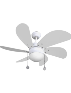 Ventilador techo sin mando a distancia para bombilla E27 con cadena 6 aspas 85cm blanco