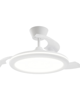 Lámpara ventilador de techo mini 3 aspas desplegables 40/97cm diámetro 6 velocidades mando a distancia blanco