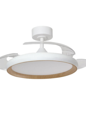 Ventilador aspas desplegables led 32 watts 3200 lúmenes blanco madera 50/107cm
