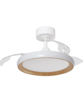 Ventilador aspas desplegables led 30 watts 3000 lúmenes blanco madera 43/91cm