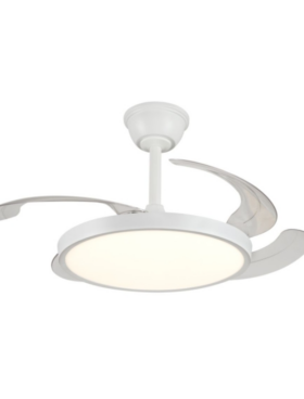Ventilador techo EXTRAPLANO 48/108 centímetros de diámetro motor DC led 40 watt 4 aspas 6 velocidades con mando a distancia y APP blanco