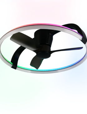 Ventilador Techo led RGB 73 Centímetros de Diámetro Motor DC 37 Watt 3 Aspas 6 Velocidades con Mando a Distancia y Temporizador negro