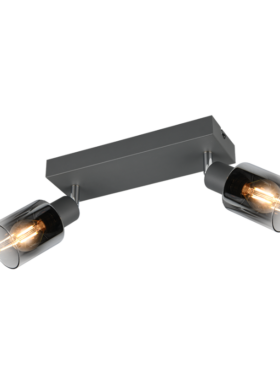 Lámpara foco 2 luces E14 metal y cristal antracita