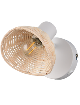Lámpara foco E14 metal y ratán natural
