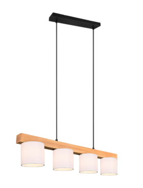 Lámpara colgante para 4 bombillas E14 madera natural y textil blanco