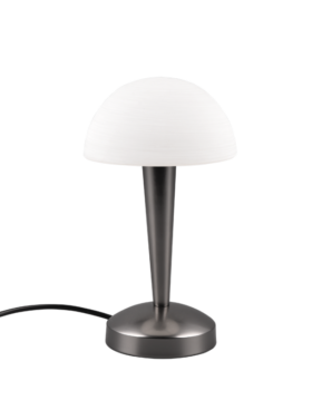 Lámpara de sobremesa táctil para bombilla E14 cromo negro y vidrio blanco (copia)