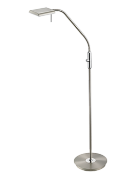 Lampara de pie LED 12 watts 1100 lúmenes 3000 kelvin niquel mate