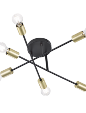 Lámpara de colgar para bombilla E27 metal negro oro