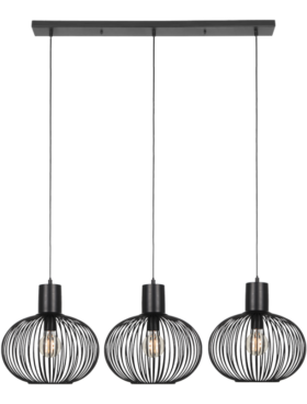 Lámpara de colgar para 3 bombillas E27 metal negro