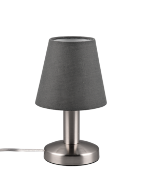 Lámpara de sobremesa E14 táctil metal níquel mate y gris