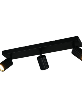 Lámpara foco 3x GU10 metal negro