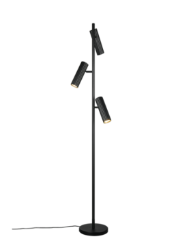 Lampara de pie con lector 3x GU10 metal negro