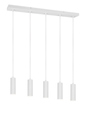 Lámpara de colgar para 5 bombillas GU10 metal blanco