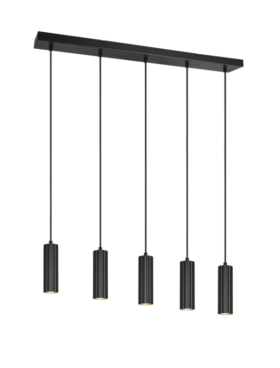 Lámpara de colgar para 5 bombillas GU10 metal negro
