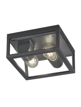 Plafón exterior 2x E27 vidrio aluminio fundido antracita