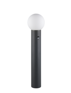 Poste exterior E27 80cm con sensor de movimiento vidrio aluminio fundido antracita