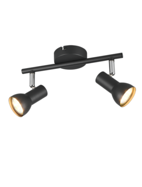 Lámpara foco 2x GU10 metal negro