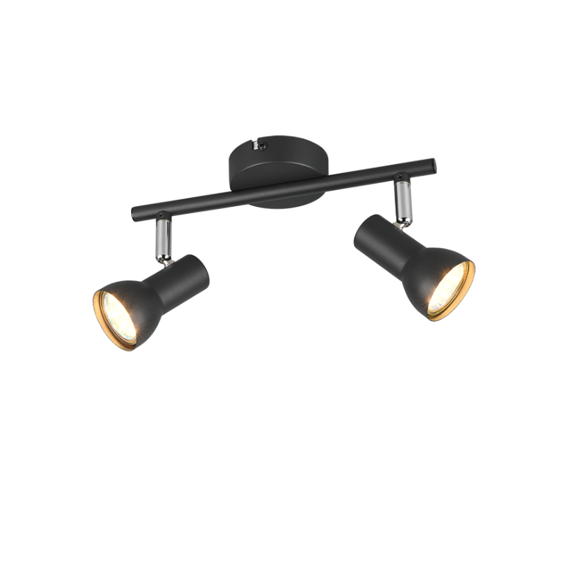 Lámpara foco 2x GU10 metal negro