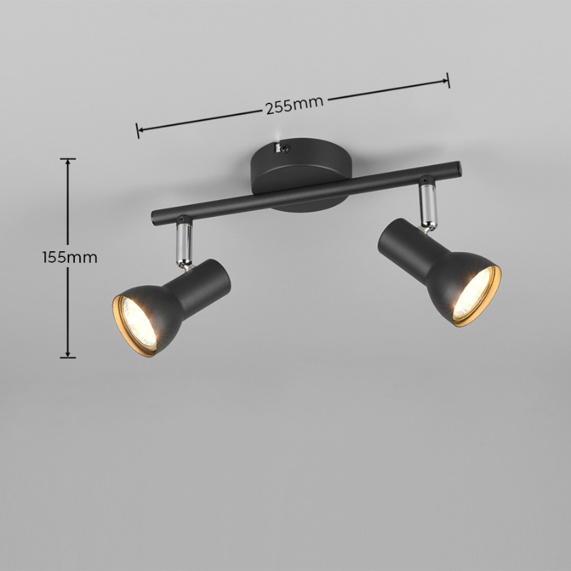 Lámpara foco 2x GU10 metal negro - Imagen 3