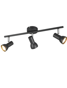 Lámpara foco 3x GU10 metal negro