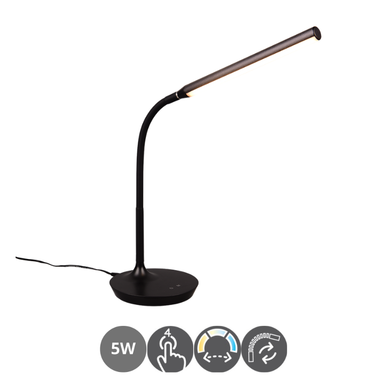 Sobremesa led CCT 5 watts regulable negro