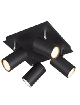 Lámpara foco 4x GU10 metal negro