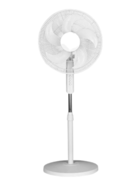 Ventilador de pie 50 watts rotatorio altura regulable blanco