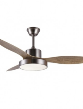 Ventilador de techo Led 120cm Motor DC LED 36 Watt Mando Distancia con Temporizador y memoria cromo madera