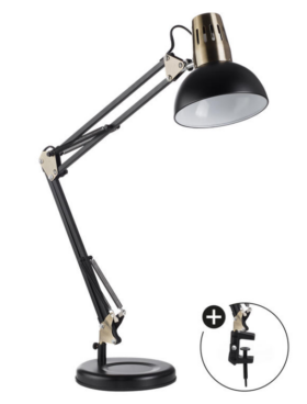 Lámpara flexo articulable E27 kit pinza negro-medalla