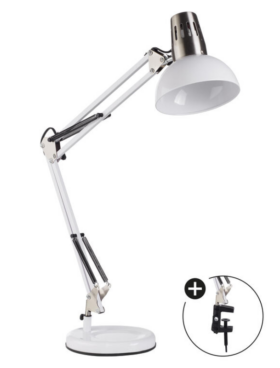Lámpara flexo articulable E27 kit pinza blanco