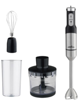 Conjunto batidora de mano+vaso+picador+batidor desmontable 1500w inox