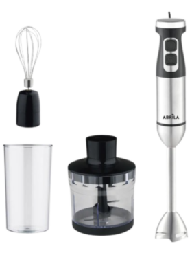 Conjunto batidora de mano+vaso+picador+batidor desmontable 1700w inox