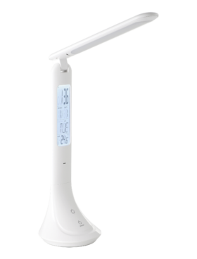 Flexo estudio led 3,2w 4000k táctil con reloj, termómetro y calendario blanco