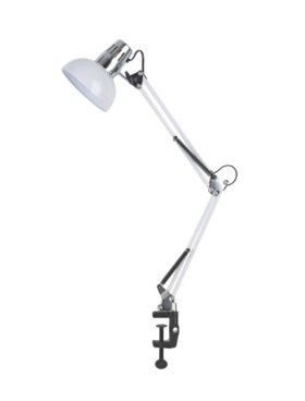 Lámpara flexo articulable E27 pinza ajustable blanco