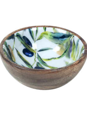 Plato hondo o bol ACEITUNAS pequeño 15cm madera de mango